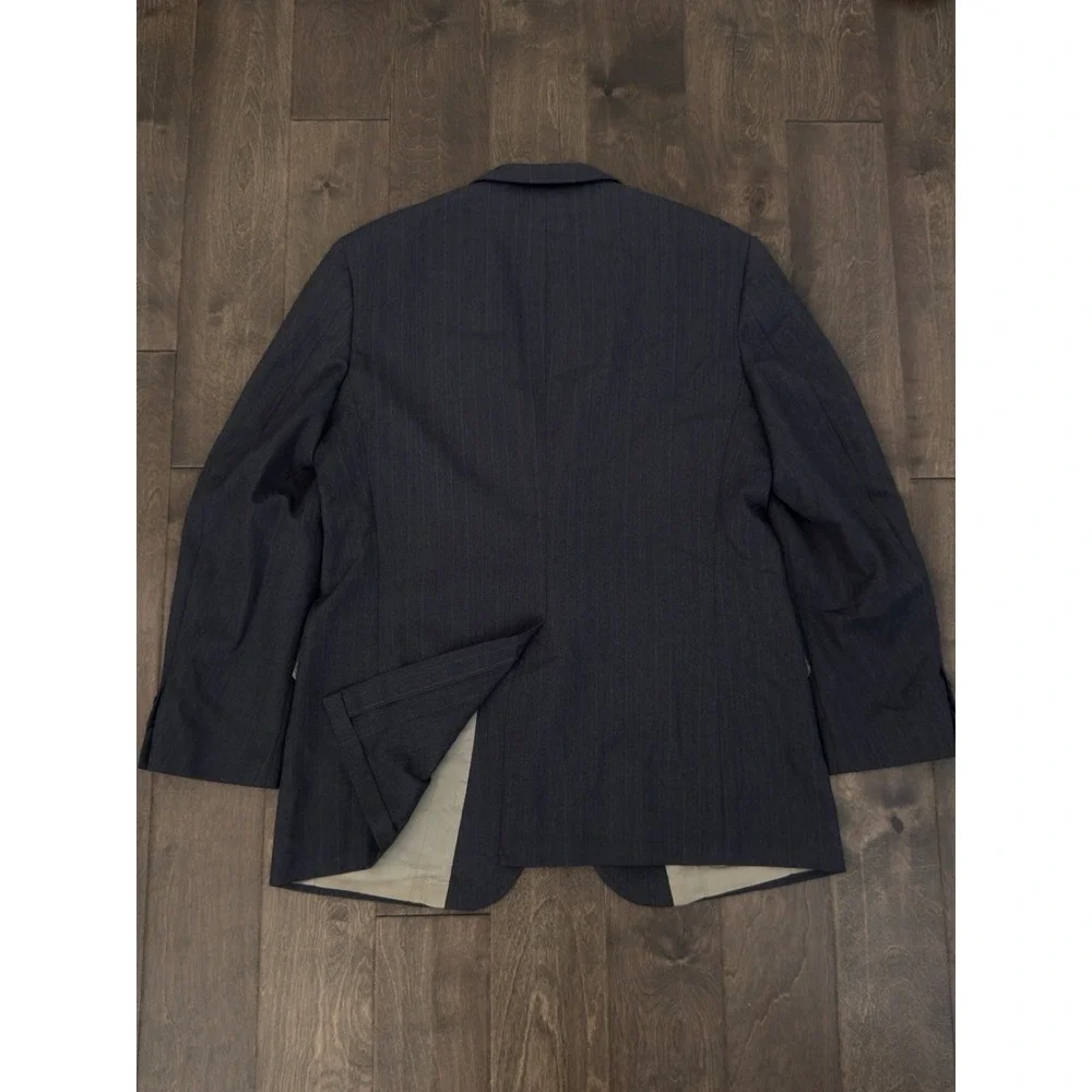 Vintage Johnny Carson Mens Blue Herringbone Blazer Jacket Two‎ Button Size 44L